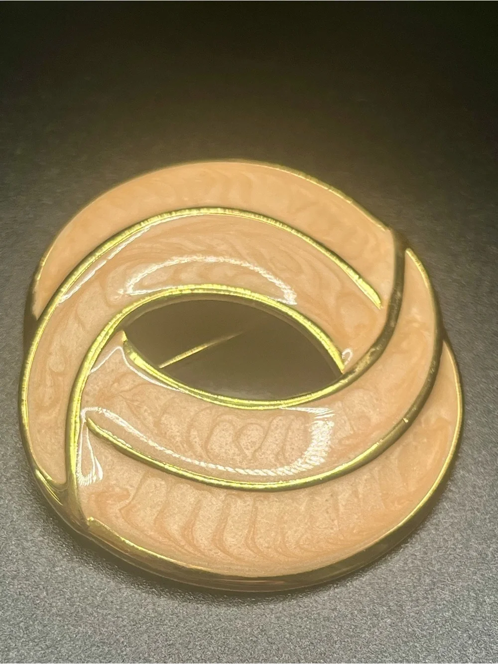 Vintage Napier peach enamel swirl brooch gold tone abstract pin